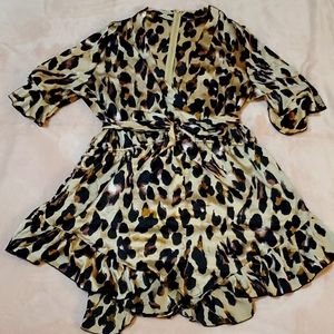 Plus Satin Leopard Romper